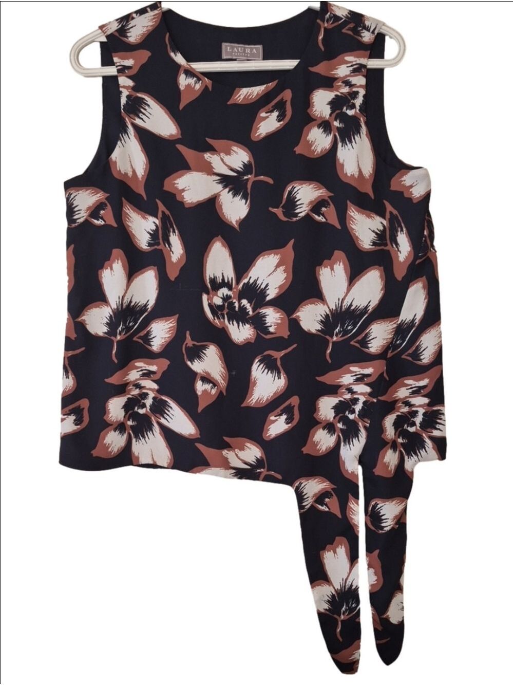 Laura Petites Sleeveless Floral Faux-Wrap Blouse